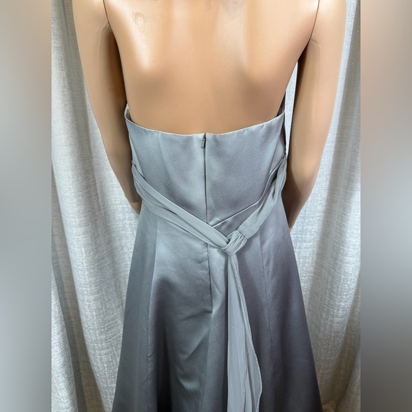 David’s Bridal Silver Halter Formal Gown Size 12 | Elegant A-Line Evening Dress - Picture 7 of 8